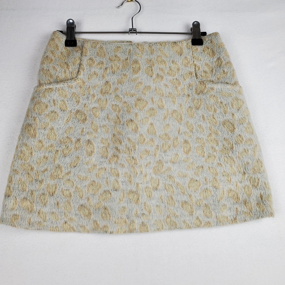 Urban Outfitters ecoté Mini Skirt Women's‎ 0 Beige Snow Leopard Lined Pockets